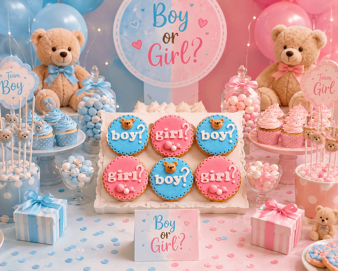 Biscotti Gender Reveal - biscotti decorati Baby Shower