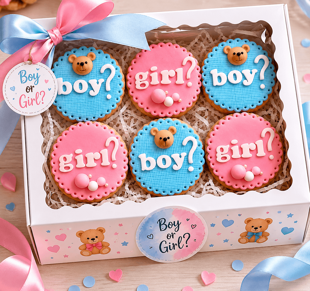 Biscotti Gender Reveal - biscotti decorati Baby Shower
